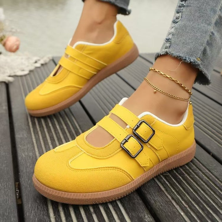 Damen nan Retro-inspirierte Mary-Jane-Sneaker mit doppeltem Schnallenriemen und ergonomischer Gummisohle Drune