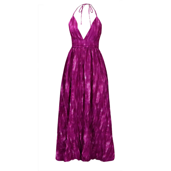 Damen Maxikleid mit tiefem V-Ausschnitt und fließendem Design Drune