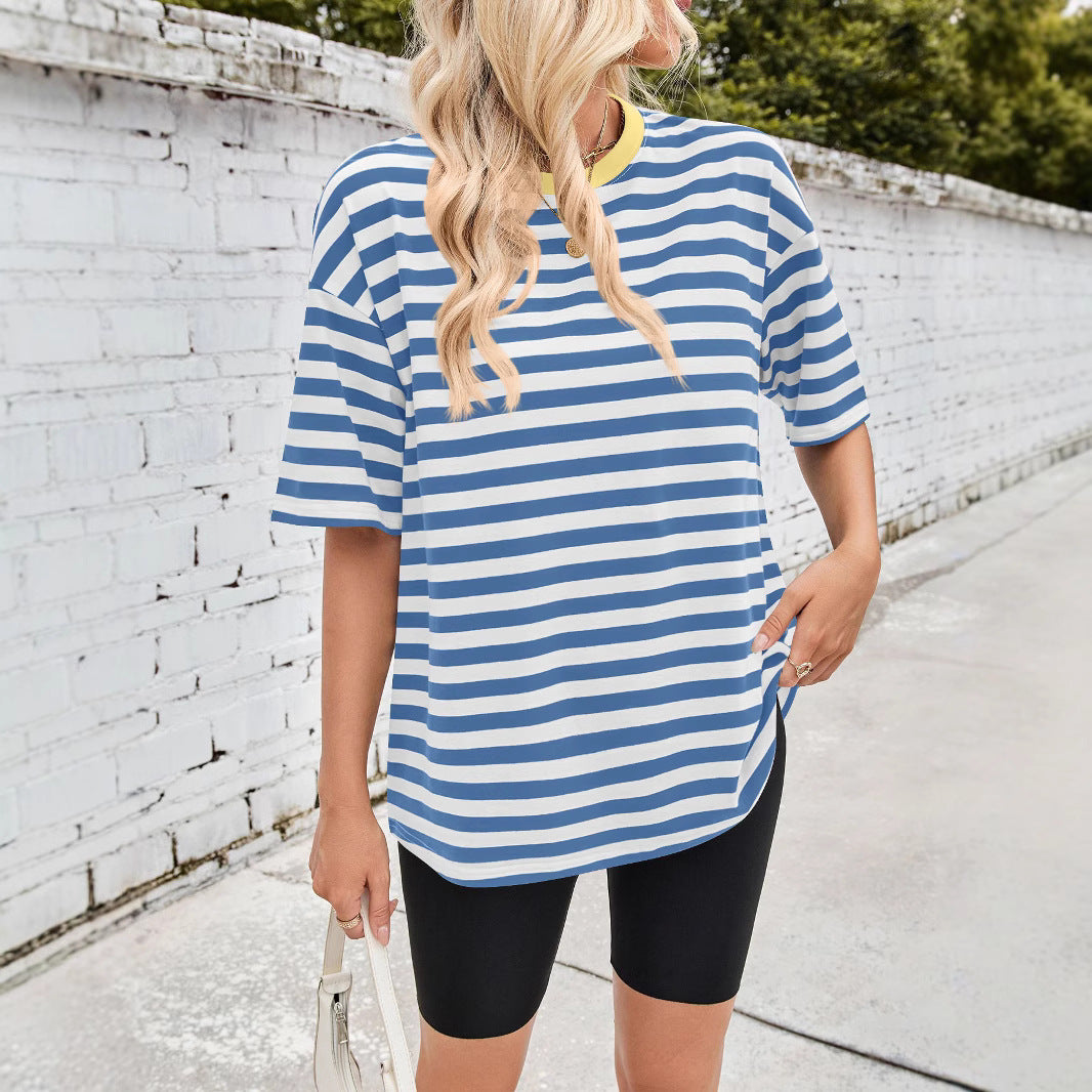 Damen Übergrößen T-Shirt mit Streifenmuster Drune