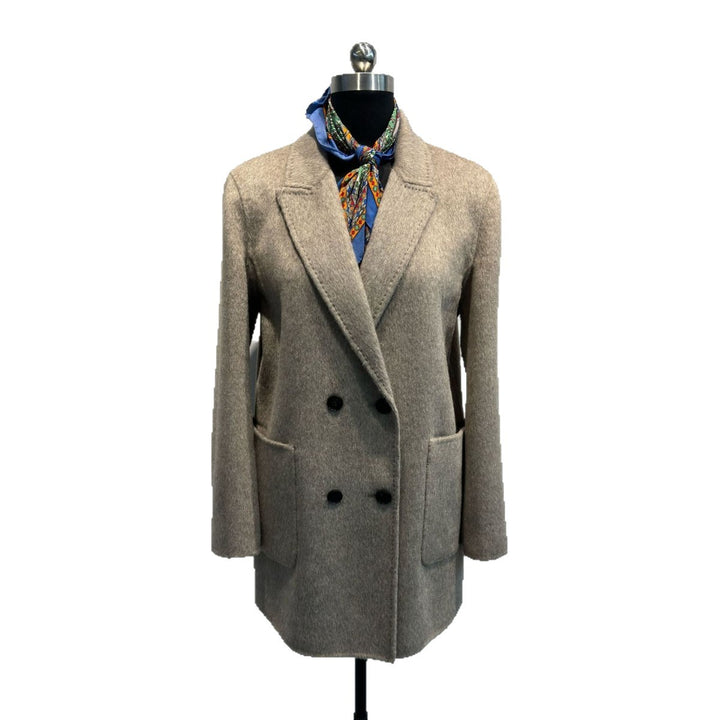 Damen Strukturierter Doppelreihiger Wollmischung Blazer Drune