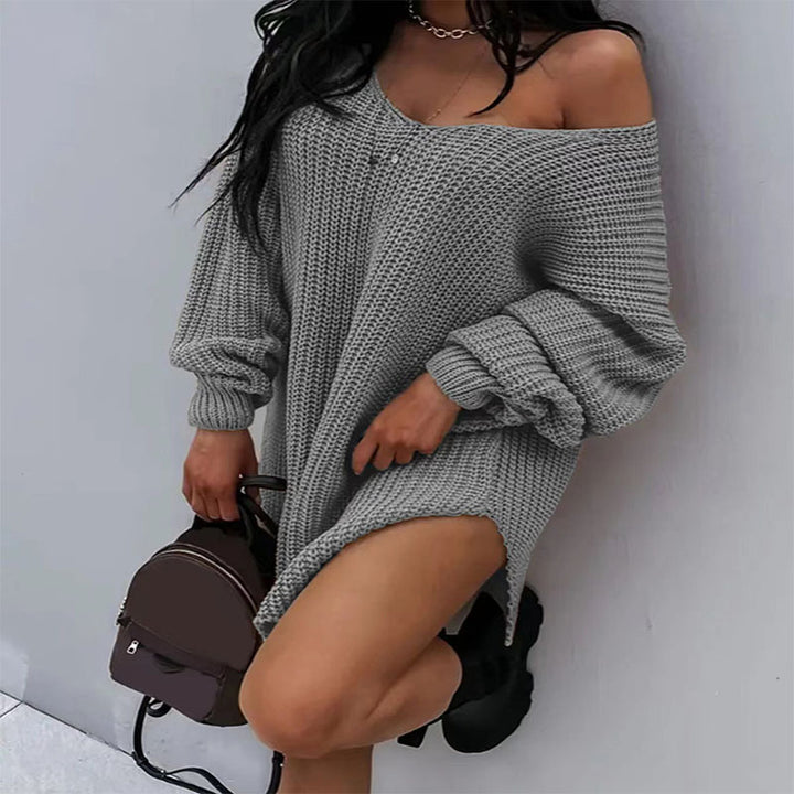 Damen Oversized Strickpullover mit weitem Schnitt und offenen Ärmeln Drune
