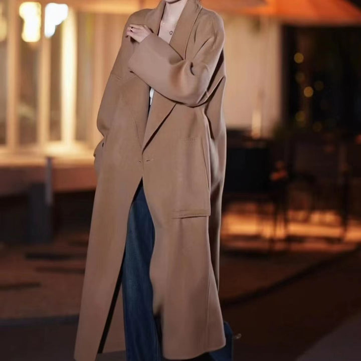 Damen Oversized Wollmix Maximalistischer Mantel mit weitem Revers Drune