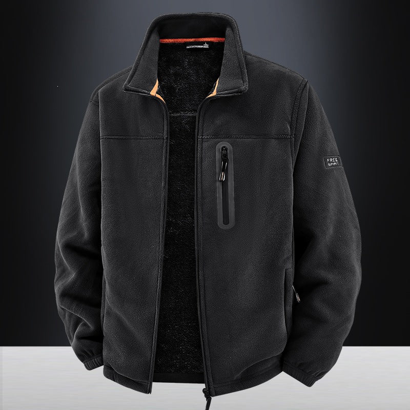 Herren Thermo-Fleece-Outdoorjacke mit Teddy-Innenfutter, Brustreißverschluss & windabweisender Oberfläche Drune