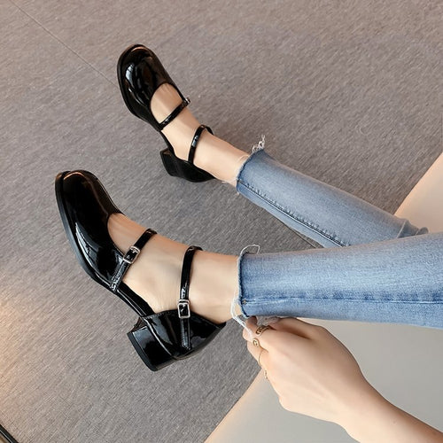 Damen Mary Jane Schuhe mit dekorativen Riemchen und trendigem Blockabsatz Drune