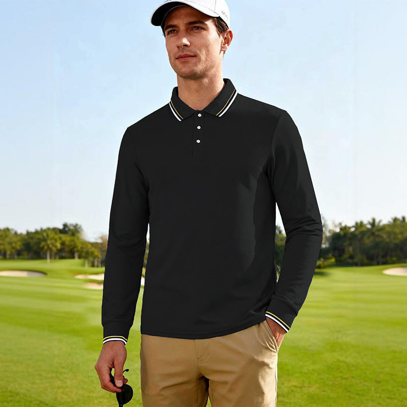 Herren Langärmeliges Performance-Golfpoloshirt mit Kontrastkragen Drune