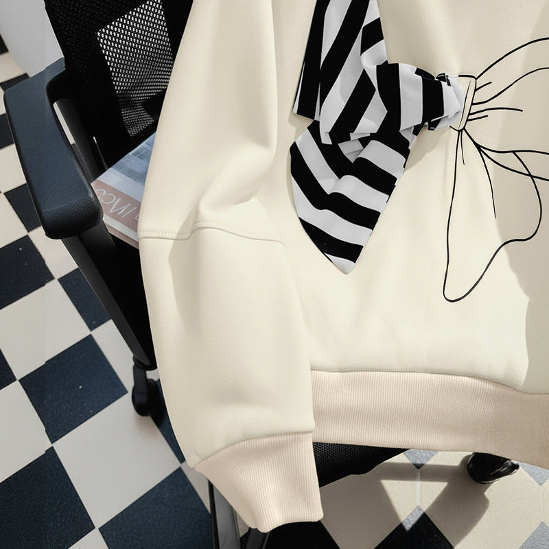 Damen Lässiger Sweatshirt mit Schleifen-Design Drune