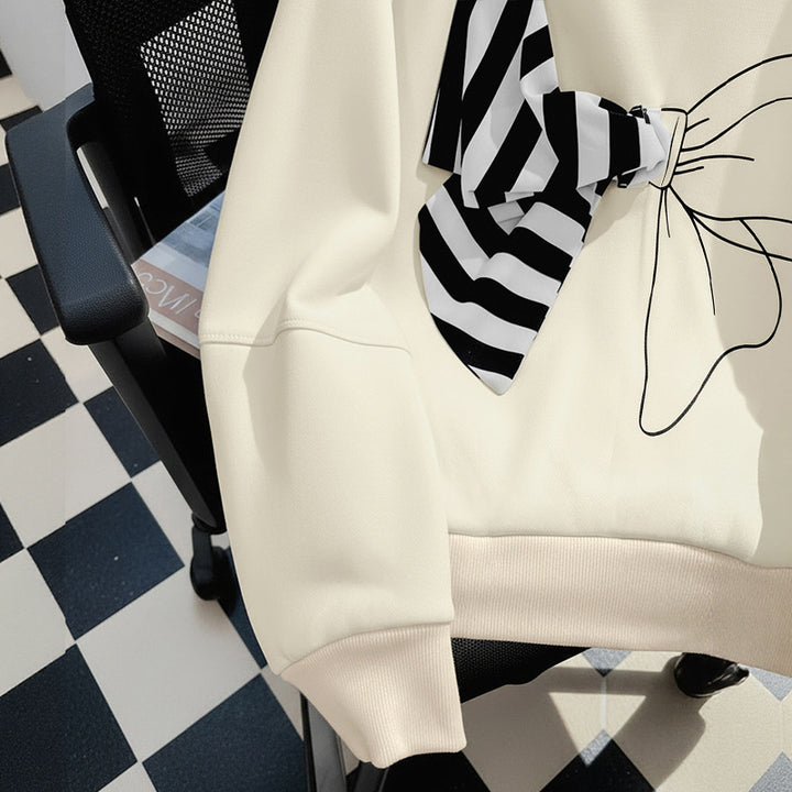 Damen Lässiger Sweatshirt mit Schleifen-Design Drune