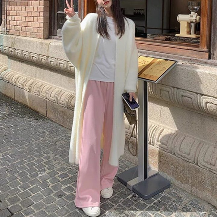 Damen Flauschiger Maxi Cardigan mit tiefem V-Ausschnitt und oversized Silhouette Drune