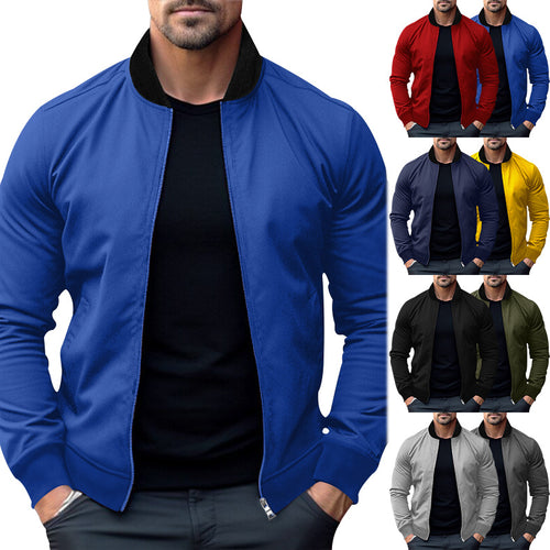 Herren sportliche Jacke mit hohem Kragen und seitlichen Reißverschlusstaschen Drune