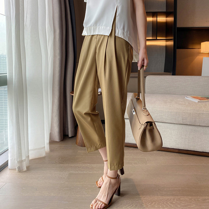 Damen Hochtaillierte Bundfaltenhose mit Cropped‑Schnitt und schmal zulaufendem Bein Drune