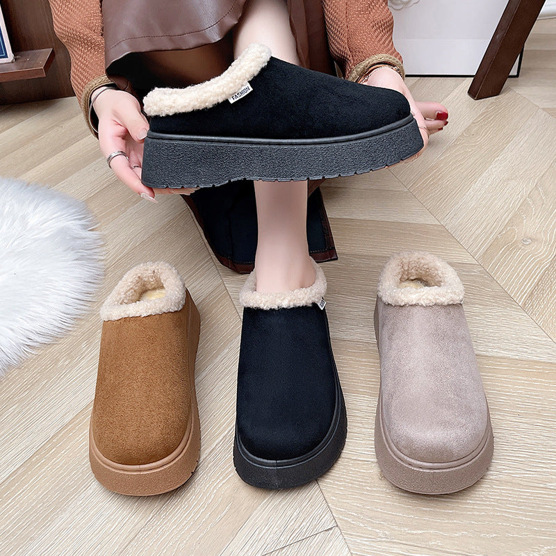 Damen Kuschelige Slipper‑Pantoffeln mit hohem Plateau und Teddyinnenfutter Drune