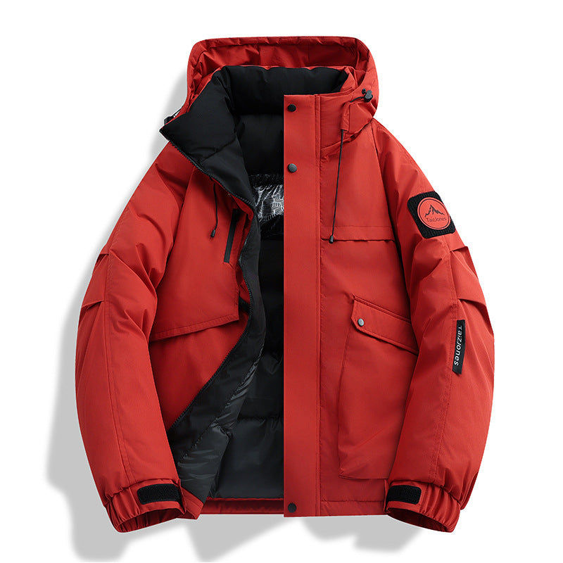 Herren wattierte Kapuzen-Winterjacke mit winddichter Außenhülle, gesteppter Thermofütterung und multifunktionalen Taschen Drune