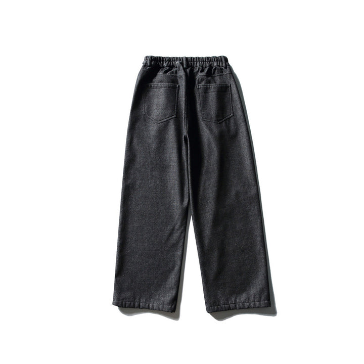Damen Hochtaillierte weite Bundfaltenhose mit geradem Bein und Eingrifftaschen Drune