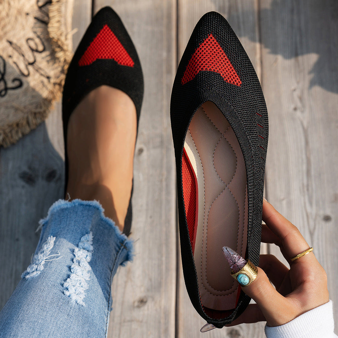 Damen Ballerinas mit kreativem Hahnentrittmuster und flexiblem Fußbett Drune