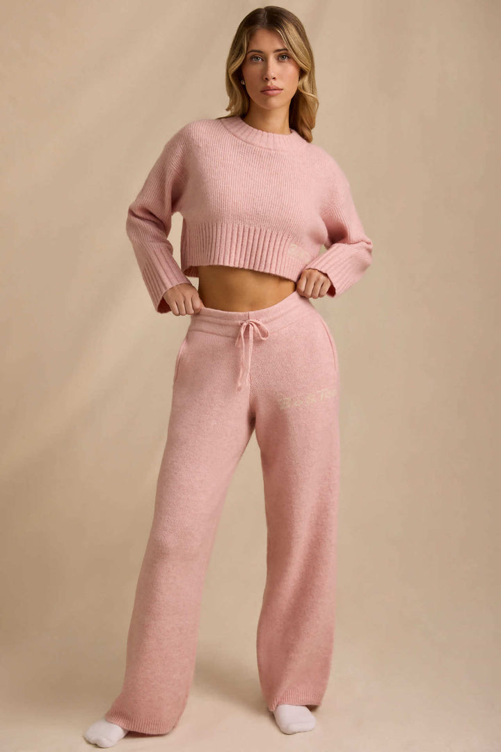 Damen modisches cropped Strick-Loungewear-Set Drune