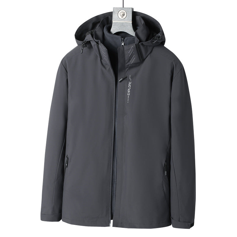 Herren Wind- und wasserabweisende Kapuzenjacke mit ergonomischem Schnitt und verdecktem Reißverschluss Drune