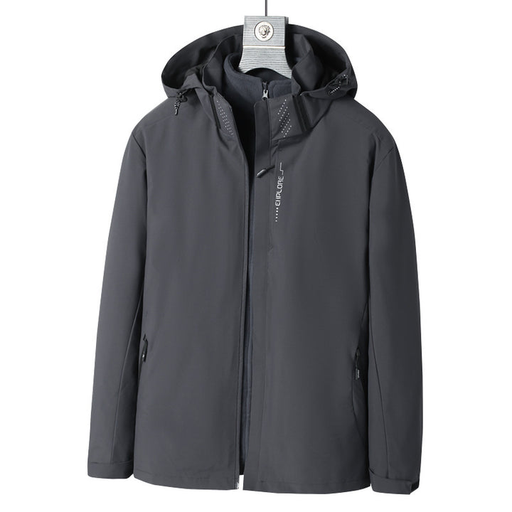 Herren Wind- und wasserabweisende Kapuzenjacke mit ergonomischem Schnitt und verdecktem Reißverschluss Drune