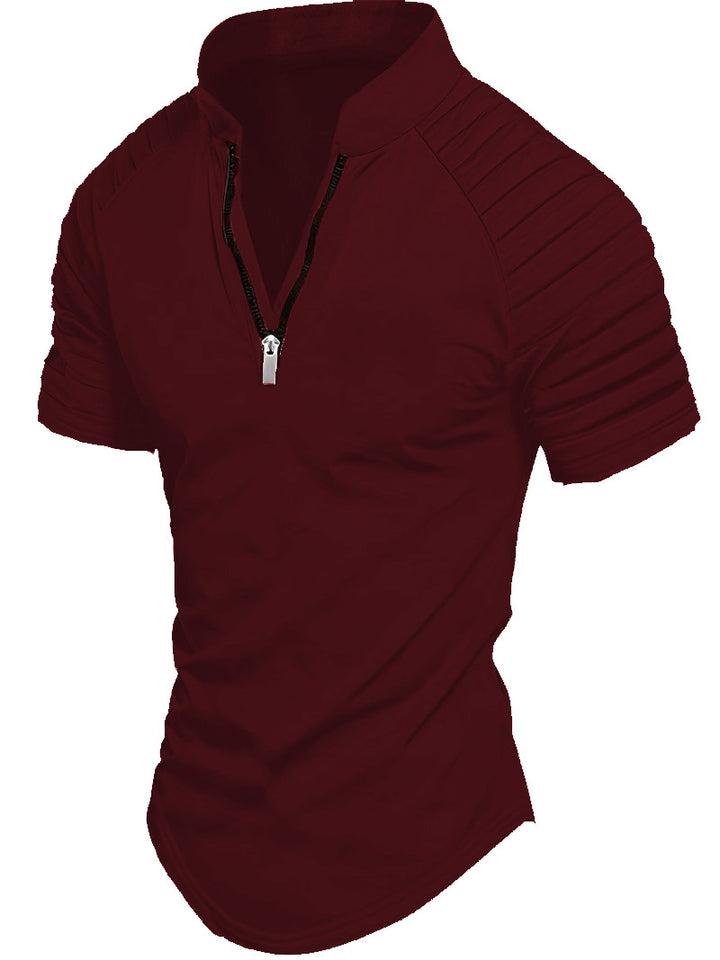Herren sportliches Funktionsshirt mit halbem Reißverschluss und Rippdetails Drune