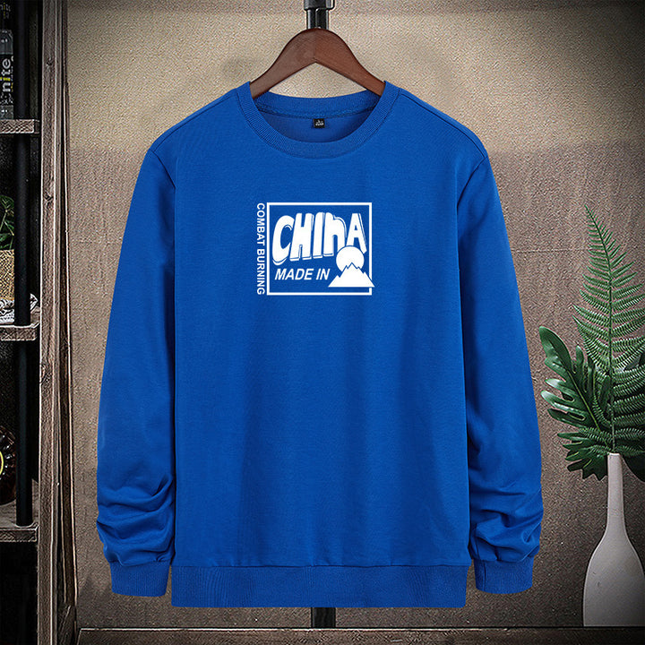 Herren Sweatshirt mit Rundhals und auffälligem Statement-Frontprint Drune