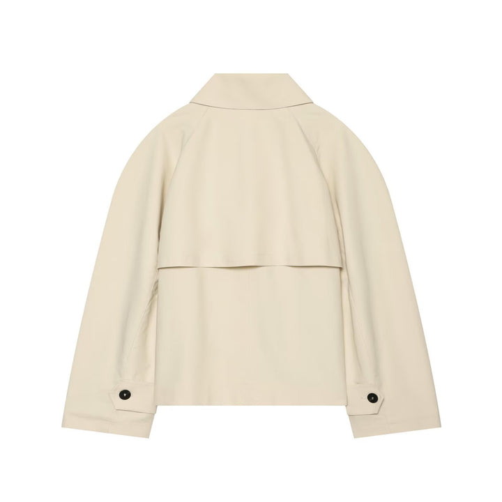 Damen Kurz geschnittene Trenchjacke mit Oversize-Ärmeln und verdeckter Knopfleiste Drune
