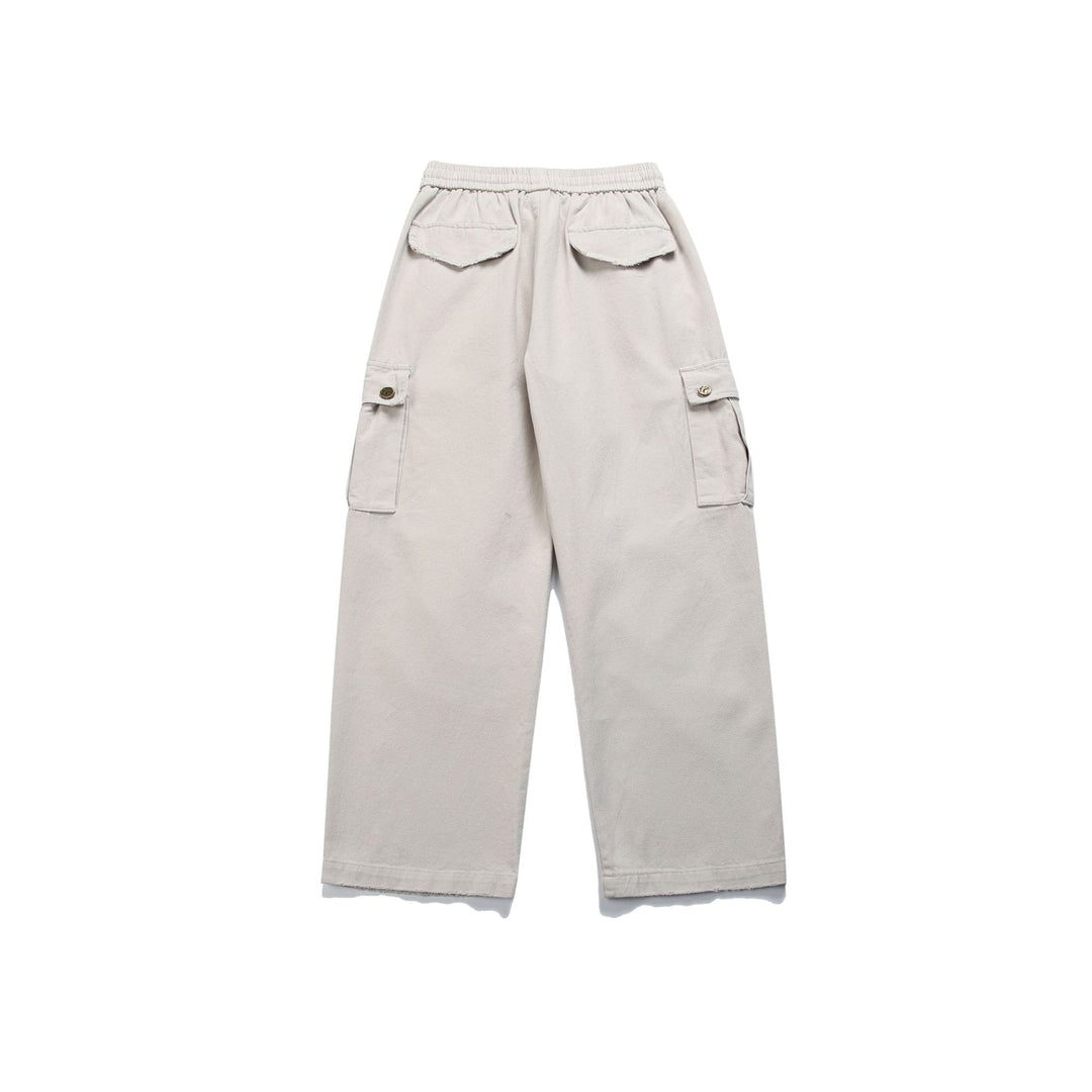 Damen High‑Waist Cargo‑Hose mit weitem Bein, elastischem Bund und Pattentaschen Drune