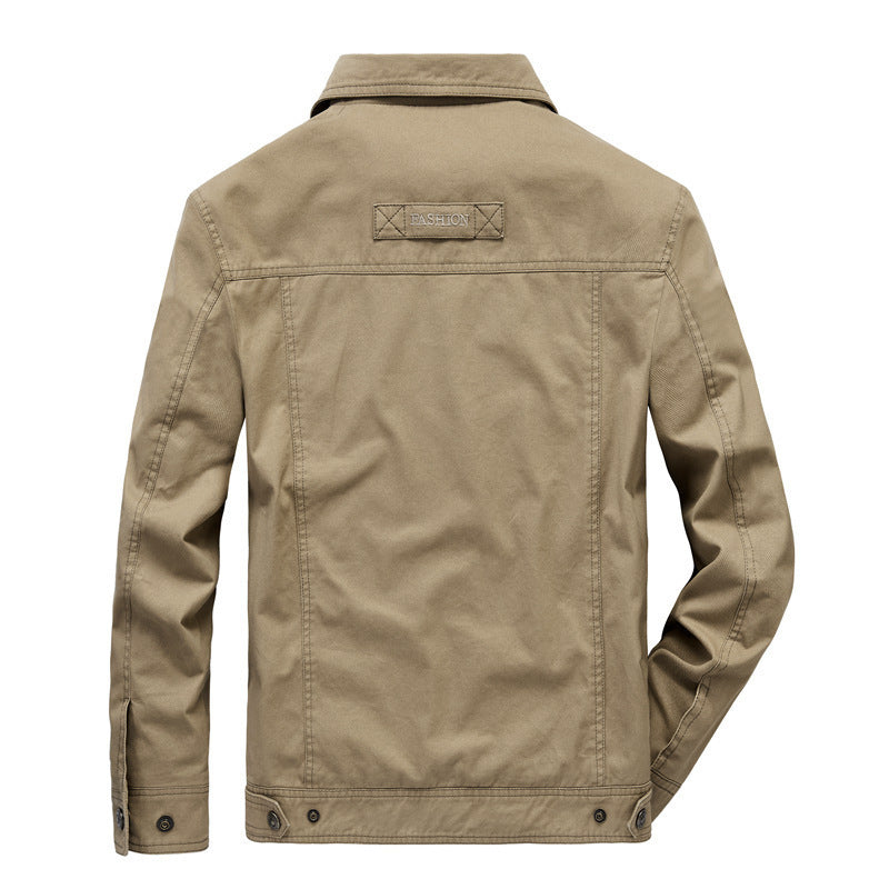 Herren Urbaner Canvas-Utility-Blouson mit Stehkragen, Mesh‑Fütterung und Brustpattentasche Drune
