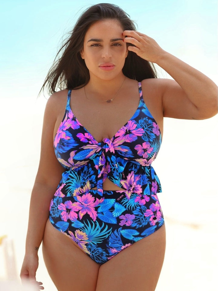 Damen Crop-Bikini-Oberteil mit dekorativem Knoten Drune