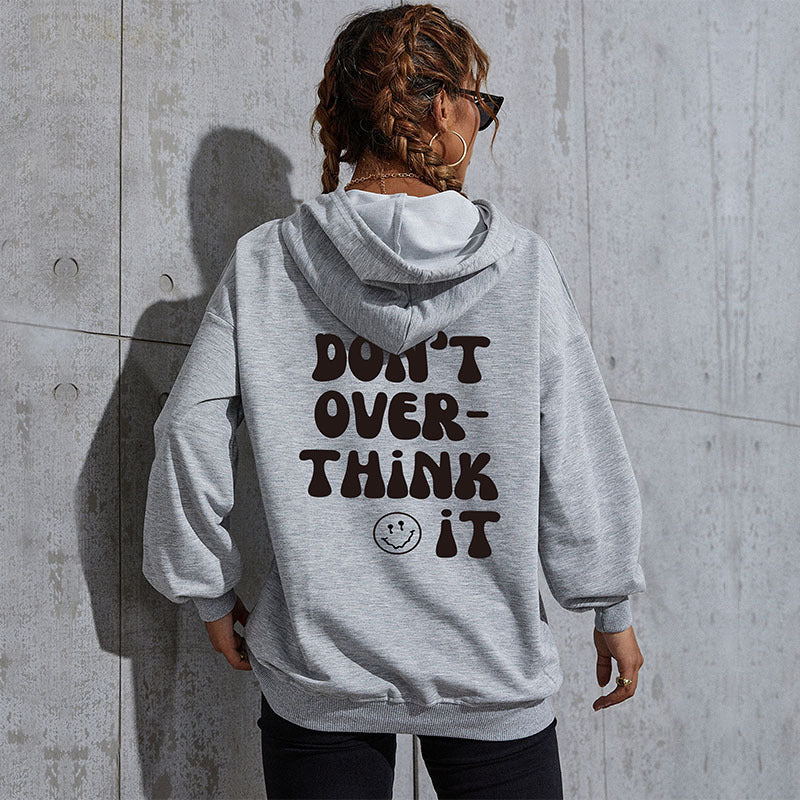 Damen Kapuzenpullover mit Statement-Backprint, Oversize‑Schnitt und gerippten Bündchen Drune