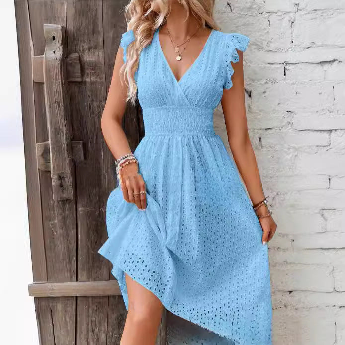 Damen Sommerkleid mit eleganten Spitzenärmeln Drune