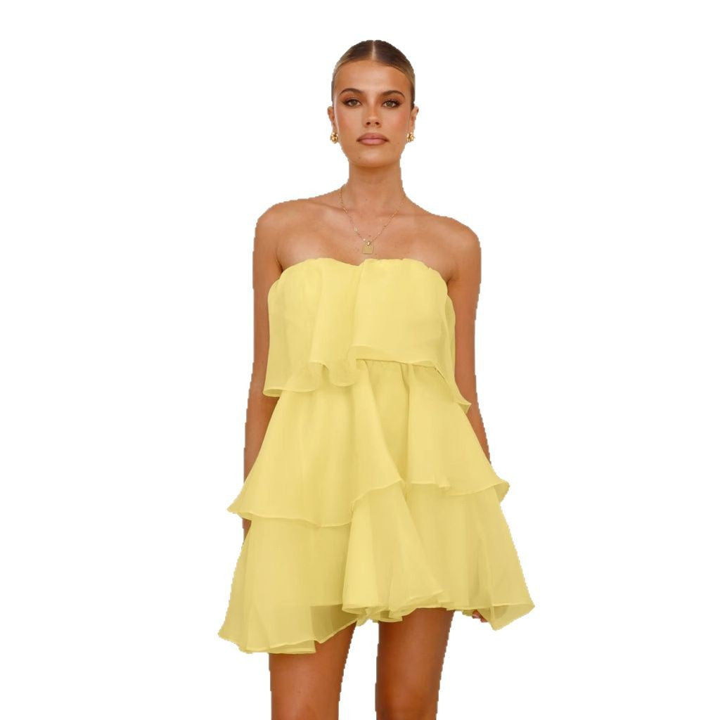 Damen Volantkleid aus leichtem Chiffon Drune