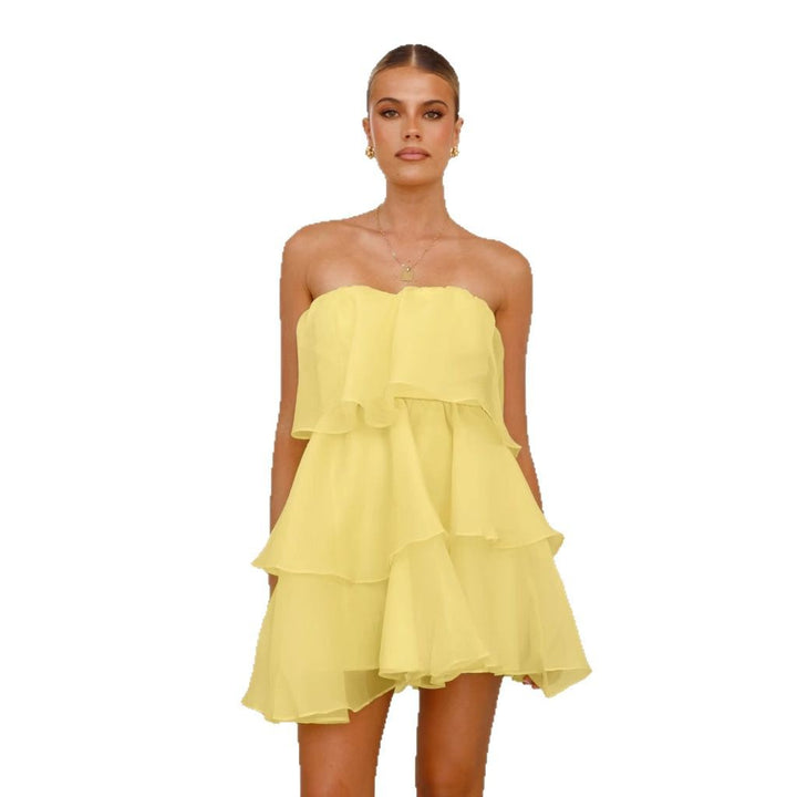 Damen Volantkleid aus leichtem Chiffon Drune