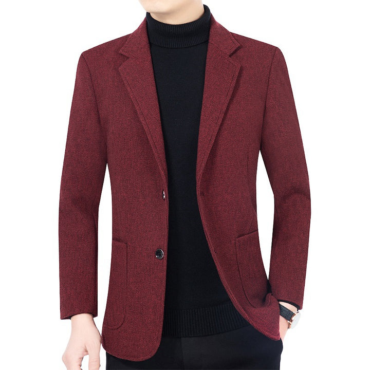 Herren Strukturierter Strickblazer mit Reverskragen und aufgesetzten Taschen Drune