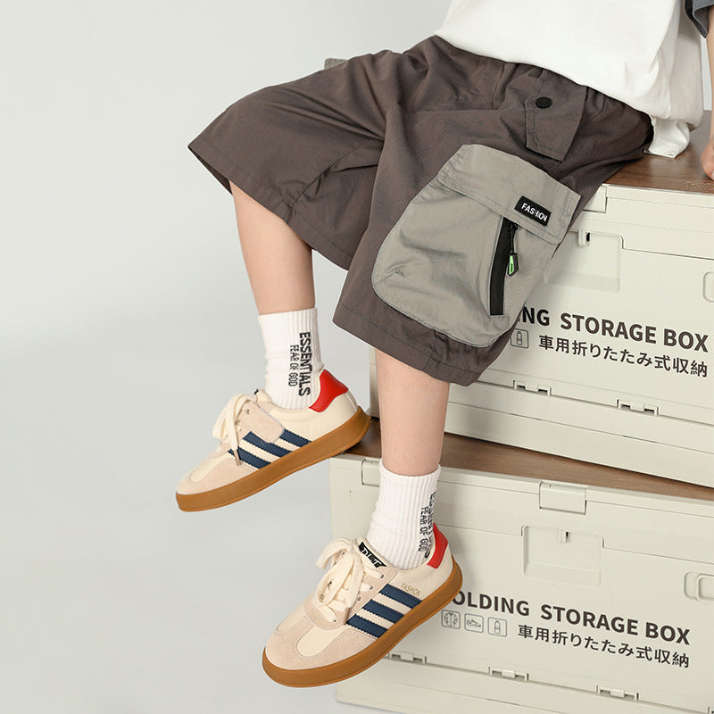 Unisex lässige Capri-Shorts mit funktionalen Taschen Drune