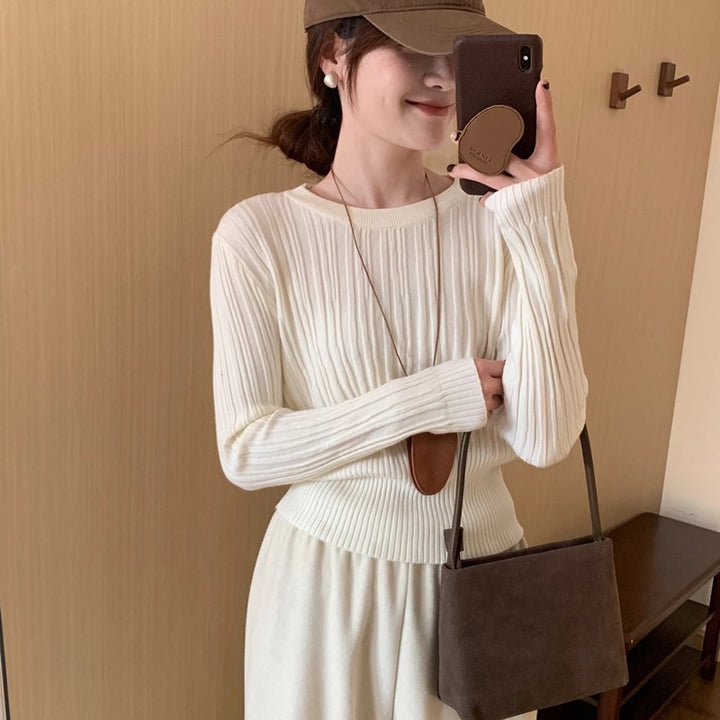 Damen Strickpullover mit eleganter Rippstruktur und taillierter Silhouette Drune