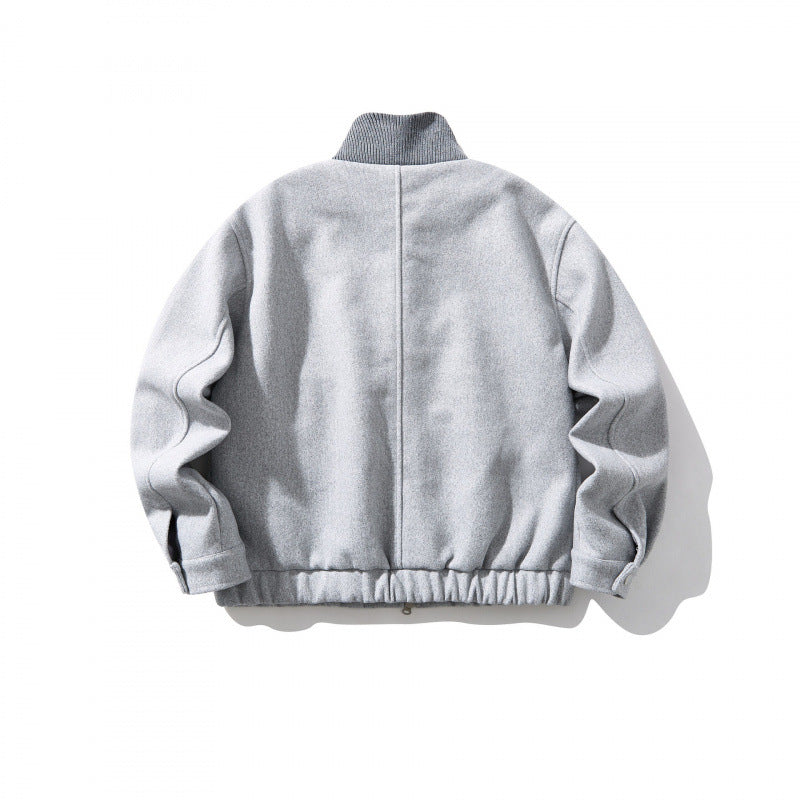 Unisex Boxy-Wollmix-Blouson mit Stehkragen und Elastiksaum Drune