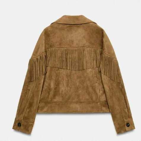 Damen Kurz geschnittene Wollmix-Jacke mit Stehkragen, Reißverschluss und Ballonärmeln Drune