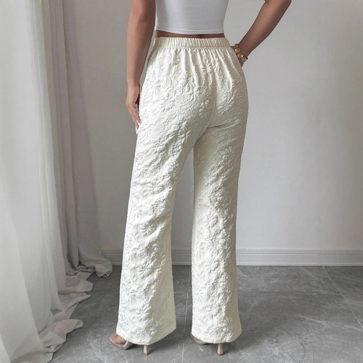 Damen Elegante Stoffhose mit hochgezogenem Schnitt und floralem Muster Drune