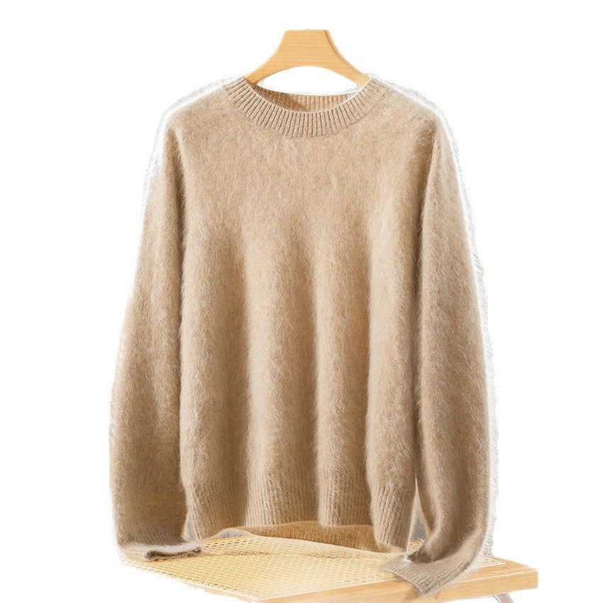 Damen Flauschiger Angora-Mix Rundhalspullover Drune