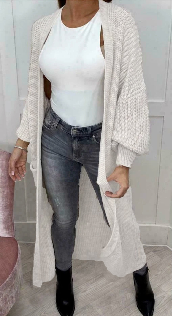 Damen Strickmantel mit voluminösen Ärmeln Drune