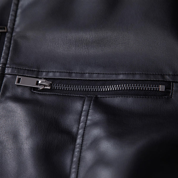 Herren Modische Lederjacke mit Schulterpolster Drune