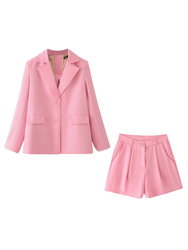Damen Blazer-Short-Set mit eleganter Schnittführung und praktischen Taschen Drune