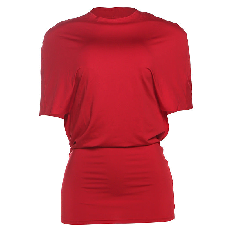Damen figurbetontes Kurzarmshirt mit raffiniertem Schnitt und elastischem Material Drune