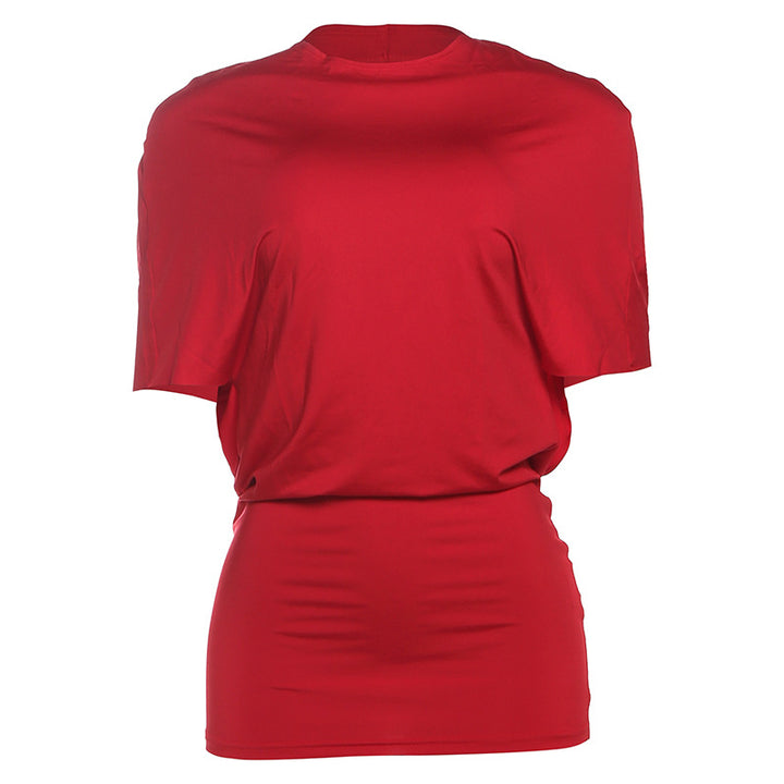 Damen figurbetontes Kurzarmshirt mit raffiniertem Schnitt und elastischem Material Drune