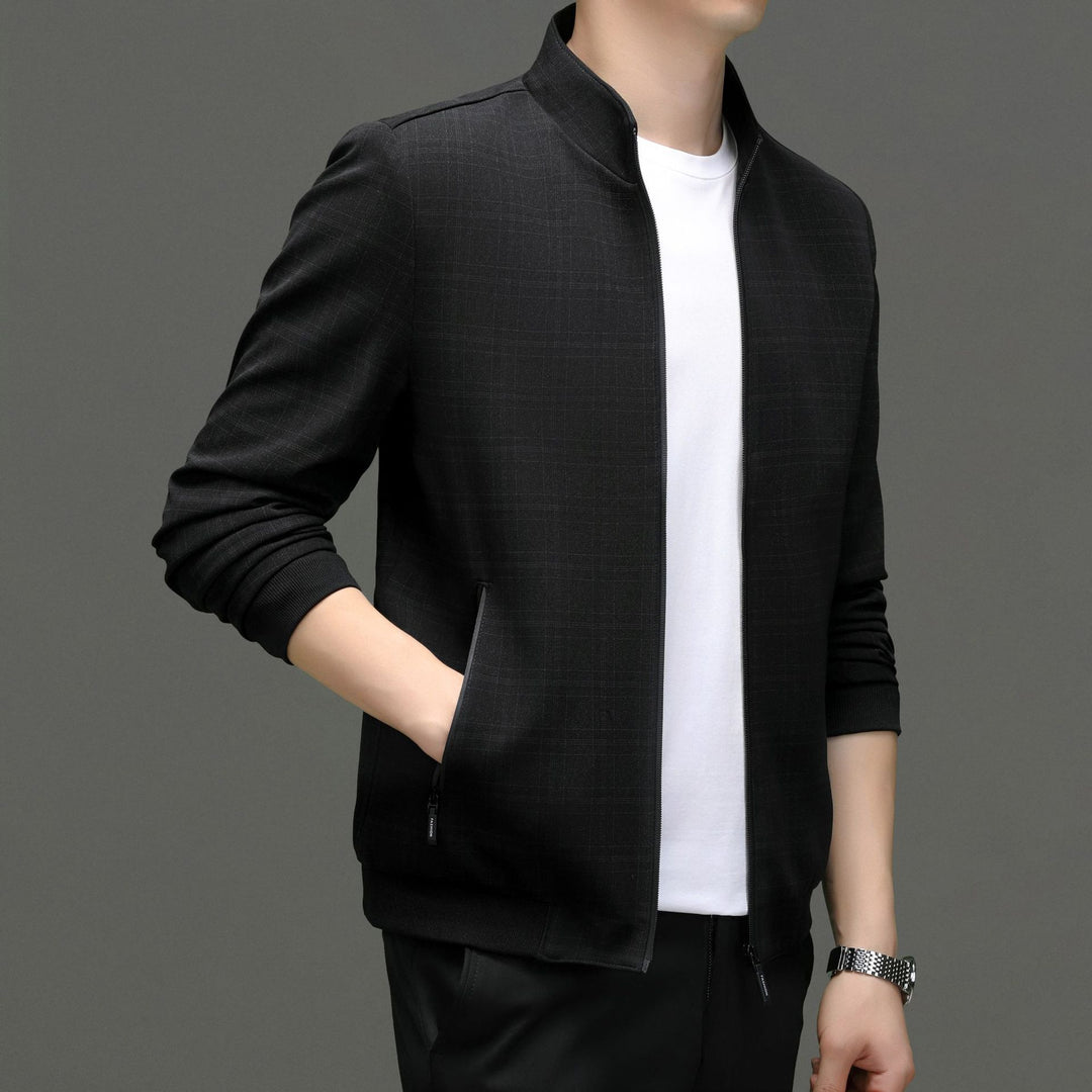 Herren elegante Sweatjacke mit modernem Stehkragen und praktischen Reißverschlusstaschen Drune