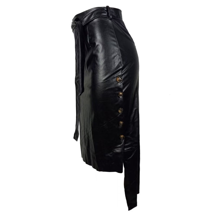 Damen Eleganter Kunstleder Bleistiftrock Drune