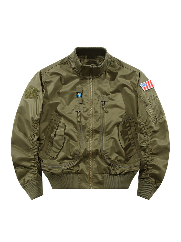 Herren Piloten-Bomberjacke mit Patchdetails und multifunktionalen Taschen Drune
