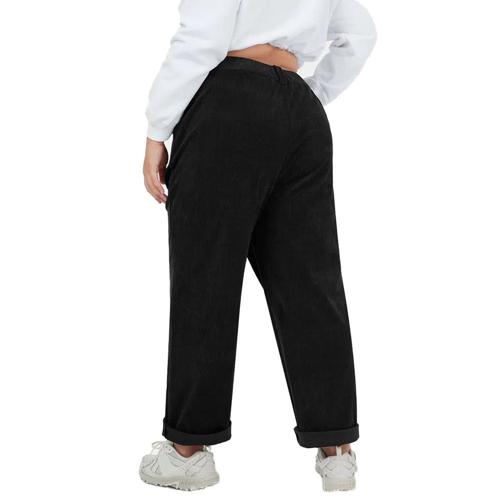Damen Cordhosen mit weitem Bein und Bundfalten Drune