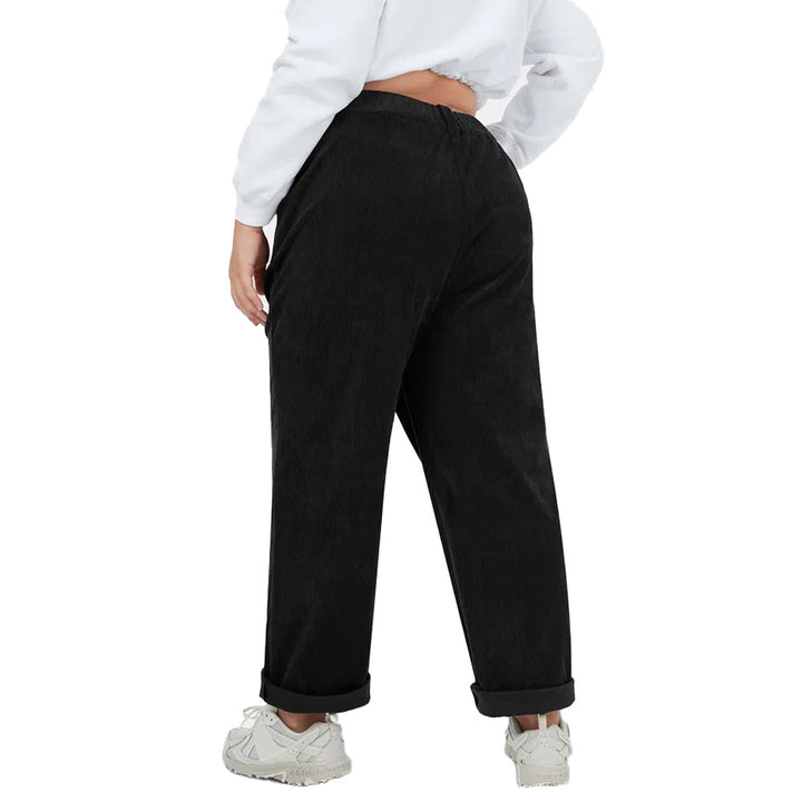 Damen Cordhosen mit weitem Bein und Bundfalten Drune