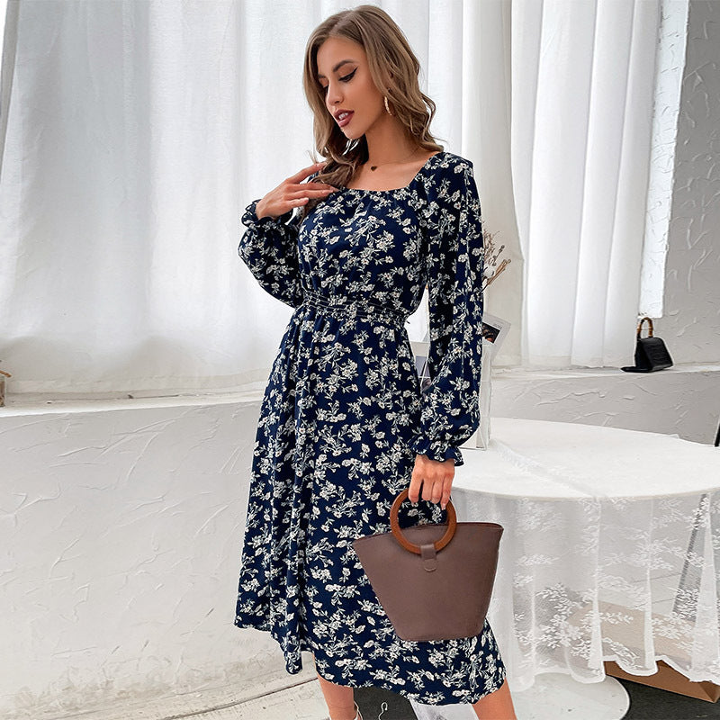 Damen Schulterfreies Midikleid mit elastischem Taillenbündchen und floralem Alloverprint Drune