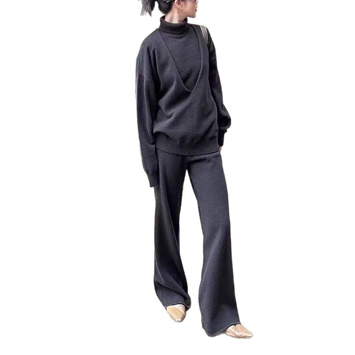 Damen Hochtaillierter Strickpullover mit modischem Stehkragen und weichem Material Drune